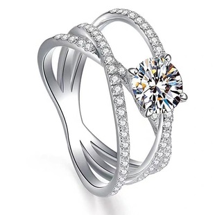 莫桑石三生三世戒指轻奢小众 精致钻戒s925纯银求婚戒送女友礼物