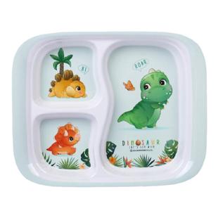 五和小恐龙儿童碗勺宝宝餐具分格餐盘辅食碗吃饭碗牛奶杯密胺材质