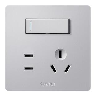 公牛官网旗舰墙壁开关插座五孔带开关10A插座一开五孔G12银