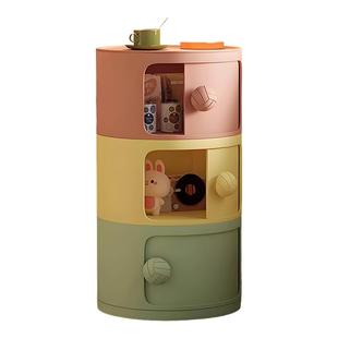奶油风床头柜家用卧室置物架2025爆款可爱创意收纳柜小型圆形柜子