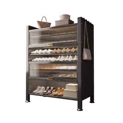 钢制鞋柜落地多层大容量收纳碳钢靠墙一体防尘鞋架家用门口玄关柜