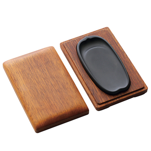 小荷尖尖荷花瓣抄手歙砚砚台中小楷书法国画专用砚台文房四宝墨锭磨墨天然墨条小楷砚台毛笔墨汁