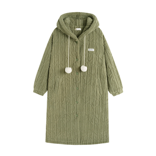 妮狄娅睡衣睡袍女冬季珊瑚绒连帽中长款减龄少女可外穿保暖家居服