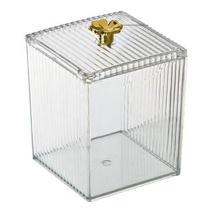 棉签化妆棉收纳盒桌面梳妆台防尘透明卸妆棉口红化妆品盒子亚克力