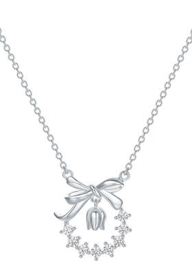 周六福项链女铃兰花园链坠S925银高级感轻奢小众送女友节日礼物