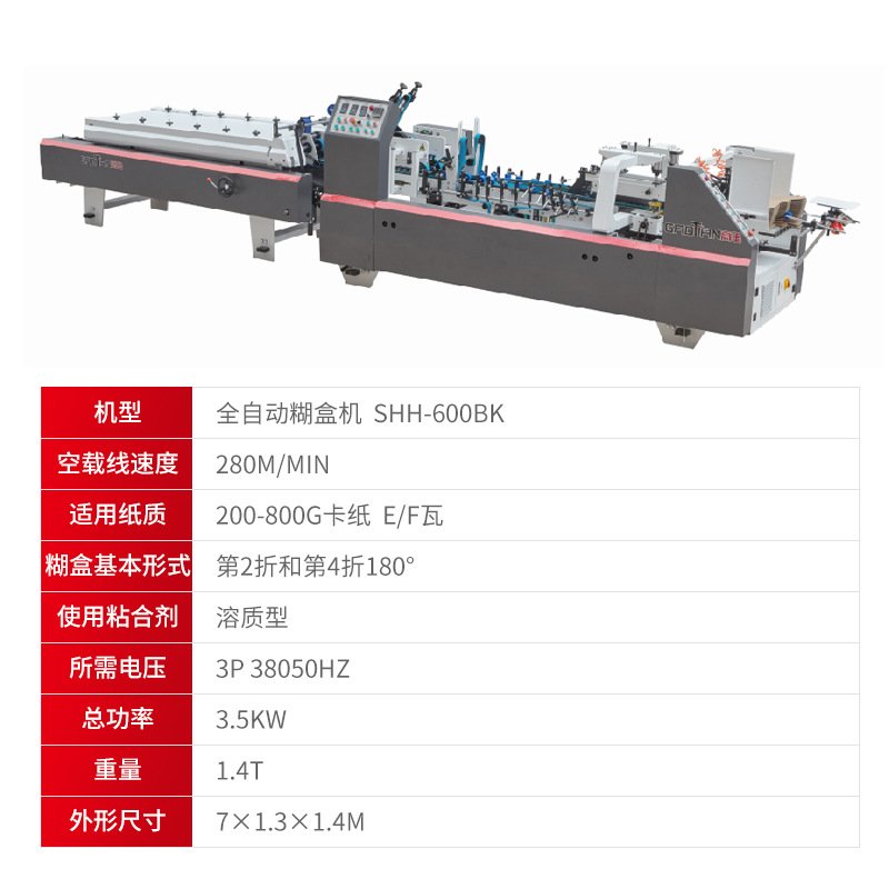 全自动高速纠偏拍齐糊盒机SHH-BK多功能双预折糊盒机四折粘盒机