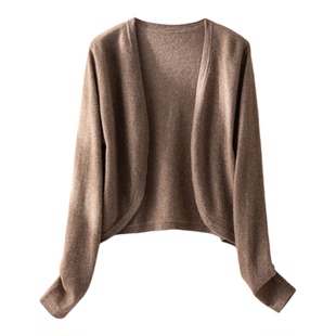 时尚纯羊绒开衫女长袖V领披肩高级感针织衫上衣