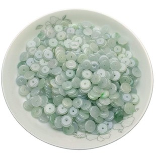 天然翡翠A货平安扣散珠 diy手工玉石配饰配件 红绳手编珠子玉隔片