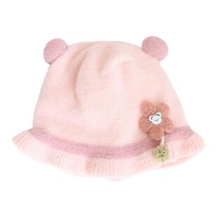 婴儿帽子秋冬季女宝宝可爱毛绒帽婴幼儿内里纯棉保暖护耳帽毛线帽