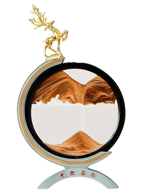 流沙画沙漏暖居鹿摆件装饰品