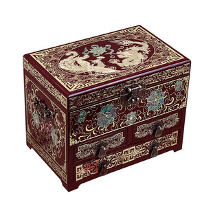 大容量多层珠宝盒非遗螺钿漆器首饰箱复古风收纳盒精致高档陪嫁盒