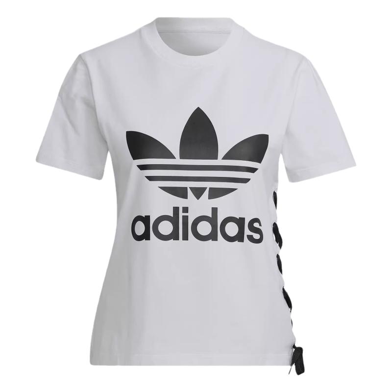 Adidas/阿迪达斯女子圆领露脐三条纹透气运动修身短袖T恤JY8570