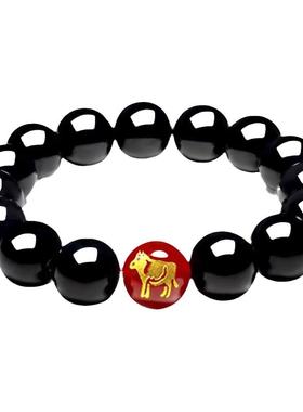 黑色天然玛瑙十二生肖首饰品手链