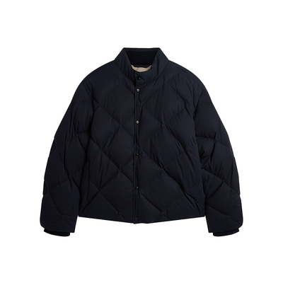 登喜路男士海军蓝真丝弹力羽绒服