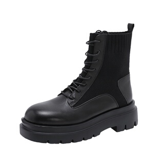 小码313233厚底内增高加绒马丁靴女真皮切尔西显瘦短筒靴弹力袜靴