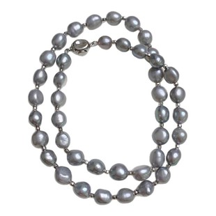 《往日剪影》灰色系淡水巴洛克珍珠项链925纯银锁骨链清冷气质