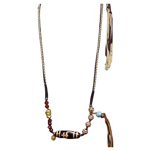 天然玛瑙宝瓶天珠吊坠佛眼三眼挂坠毛衣链藏式文玩手工编织绳项链