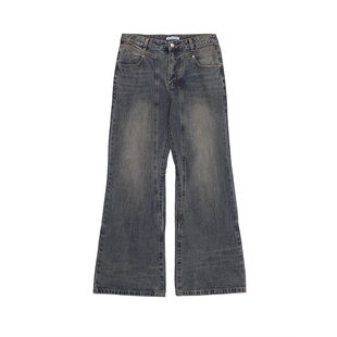 Hualun秋冬宽松牛仔裤男款美式高街宽松微喇裤子百搭ifashion长裤