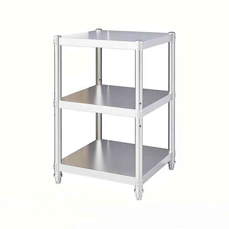 304不锈钢置物架加厚厨房微波炉烤箱架多层储物架锅碗盆收纳送轮