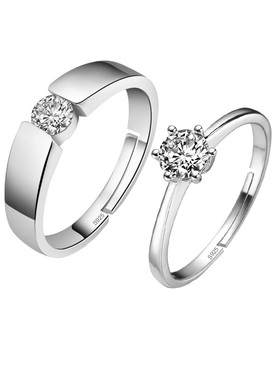 仿真情侣闭口求婚道具钻石戒指