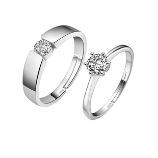 一克拉钻戒仿真钻石戒指情侣结婚对戒简约闭口求婚女戒假婚戒道具