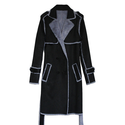 2025冬季新款加绒加厚麂皮绒风衣