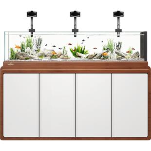 闽江极窄溢流溪流缸原生态造景南美缸新中式客厅落地超白底滤鱼缸