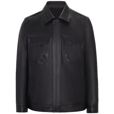 牛皮真皮皮衣男兽王翻领商务休闲