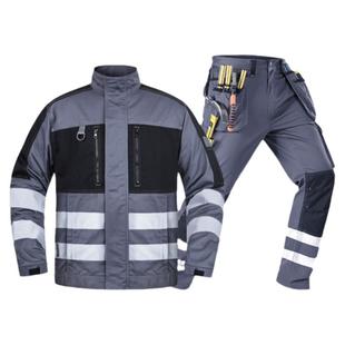 反光条工作服男工地建筑工程施工四季户外安全防护劳保服定制夹克