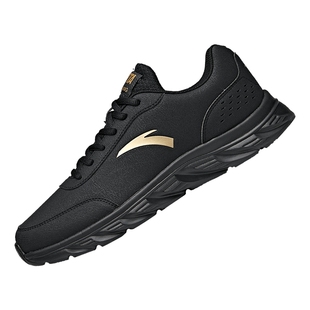 安踏运动鞋男鞋官方旗舰跑步鞋冬季黑色男款鞋子皮面休闲男士跑鞋