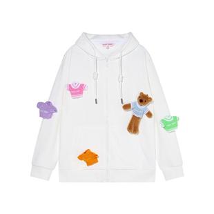 NOISY TEDDY男女同款25秋新款潮流设计立体熊时尚连帽开衫卫衣童