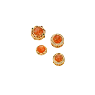 镶嵌天然金太阳石铜镀真金高保色花式镂空隔珠diy手链串饰品配件