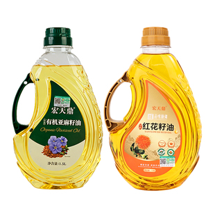 炒菜凉拌组合装有机红花籽油1.5L+有机亚麻籽油1.5L食用油
