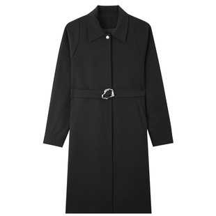 MindBridge2026春赫本风中长款风衣女士法式通勤夹克简约黑色外套