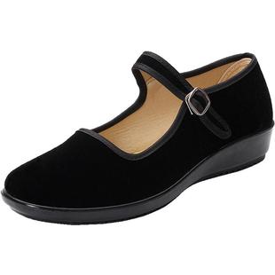 福顺缘老北京布鞋黑色红色工装鞋平绒一代鞋红色舞蹈鞋宽松女鞋