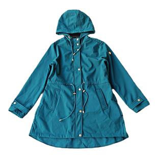 美单秋冬防风防雨软壳冲锋衣连帽长袖时尚大码中长款裙摆加绒外套