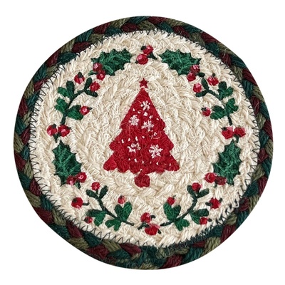复古手工编织圣诞树杯垫隔热垫