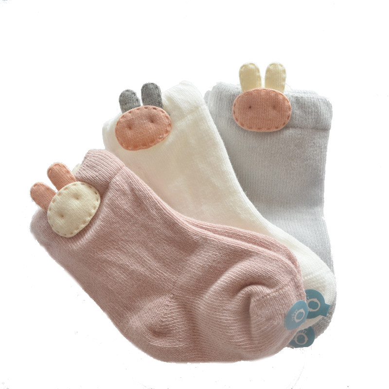 3双装新生婴儿袜子纯棉春夏季薄款男女儿童宝宝初生短袜0-6-12月