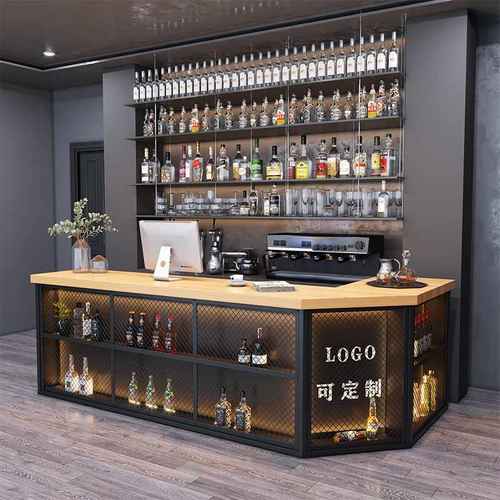 复古接待前台铁艺柜台吧台网红清吧酒吧创意收银台餐厅酒店美式