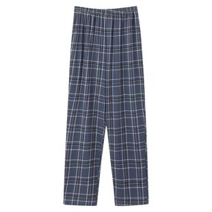 浪莎男士睡裤春秋季纯棉长裤宽松薄款大码夏天全棉休闲格子居家裤