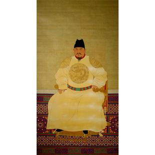 朱元璋画像 明朝皇帝丝绸画 明太祖朱元璋人物画卷轴画挂画已装裱