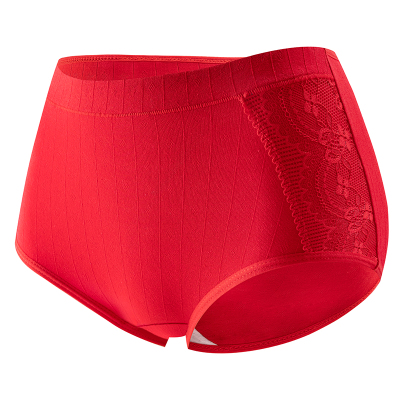 妈妈爱穿芬腾红色内裤女纯棉高腰