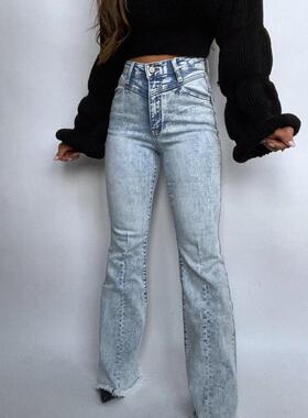 T 61241 High Waist Flared Jeans 高腰微喇牛仔裤 跨境欧美