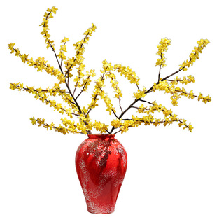 仿真花寸寸金连翘金黄色迎春花年花室内装饰花瓶套装插花摆件花艺