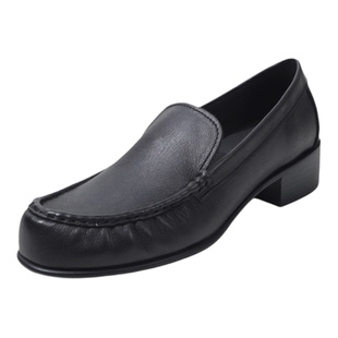 5cm真皮反绒皮一脚蹬乐福鞋女高中跟深口单鞋懒人鞋舒适百搭休闲