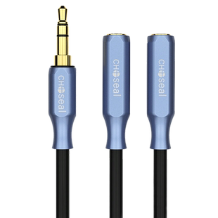 秋叶原一分二音频线手机电脑接2副耳机音箱3.5mm公对母分双人线器