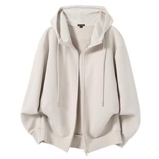 NN真维斯华夫格外套男士春秋季高级感夹克青少年休闲开衫连帽卫衣