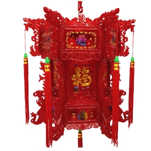 2026水晶大红灯旋转灯笼七彩走马灯新年春节中式宫灯节日阳台挂饰