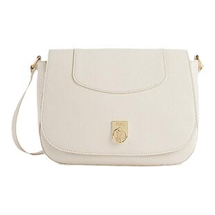 马天尼Deco Coast 白色翻盖斜挎包 柔软粒面牛皮革MARTINI