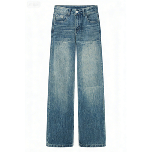 MY FAERIE绣标系列~低腰水洗宽松直筒美式复古牛仔裤女阔腿裤子